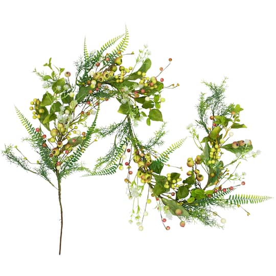 5ft. Berry & Crabapple Fern Foliage Spring Garland